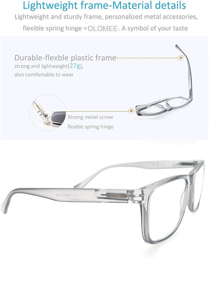 Blue Light Blocking Reading Glasses Men Large Oversized Square Readers Wide fit Cheaters for Men W/Big Head/Large Face