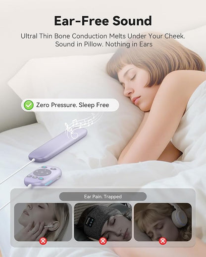 Under Pillow Speaker Bluetooth 5.4 with Bone Conduction, Wired Remote, 3 Timer - White Noise Sound Machine, 24H Playtime, 36 Soothing Sleep Sounds for Adults, Kids, Side Sleepers, Office Nap