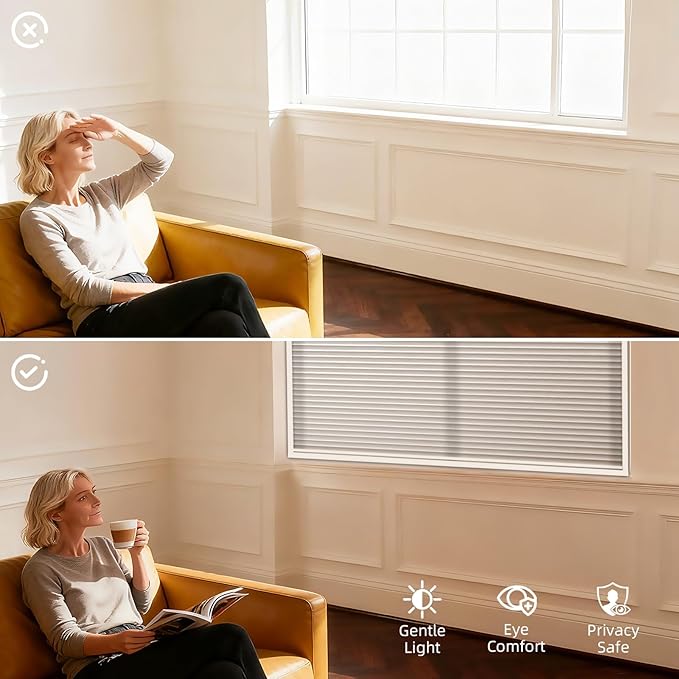ZSTARR Motorized Skylight Shades Blackout Cellular Honeycomb Electric Blinds with Solar Panel Cordless Rechargeable with Remote for Roof and Slanted Windows Custom Size (LF Printed Vanilla Fawn)