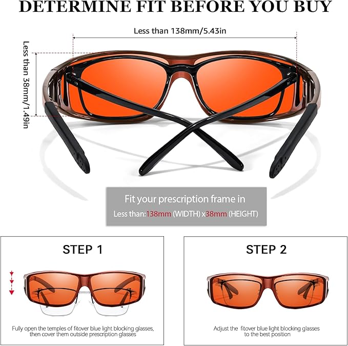 LVIOE Fit Over Blue Light Blocking Glasses and Computer Eyewear- Wear Over Prescription Glasses/Reading Glasses/RX Glasses