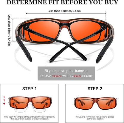 LVIOE Fit Over Blue Light Blocking Glasses and Computer Eyewear- Wear Over Prescription Glasses/Reading Glasses/RX Glasses