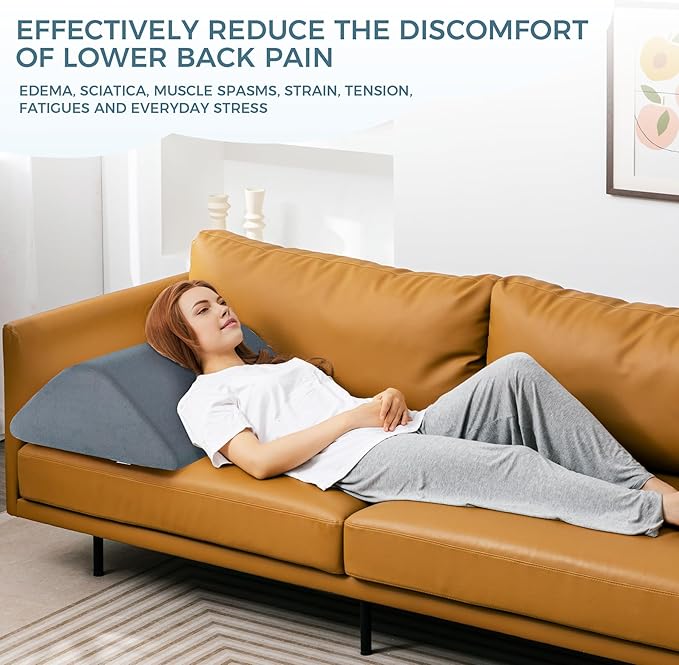 Knee Wedge Pillow for Post-Surgery Recovery-Leg Elevation Support for Sleep Position, Alleviating Lower Back & Hip Pain Enhancing Circulation in Ankles Legs Triangle Pillow with Removable Cover