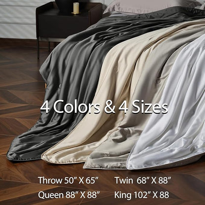 EP Mode Mulberry Silk Filled Quilt with 100% Viscose from Bamboo Fabric, Natural Lightweighted Cooling Comforter (White, Twin 68” X 88”)