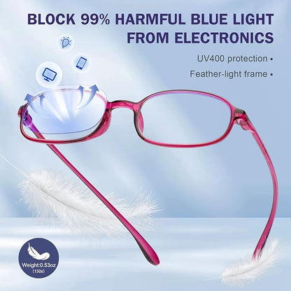 AQWANO 2 Pack Blue Light Blocking Computer Reading Glasses UV Protection Flexible TR90 Frame Lightweight Readers Glasses for Women Men +2.75
