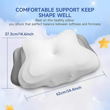 Memory Foam Cervical Neck Pillow, Cervical Pillows for Neck and Shoulder, Ergonomic Contour Bed Pillow Side Sleeper Pillows for Adults, Neck Support Pillow for Back Stomach Sleepers