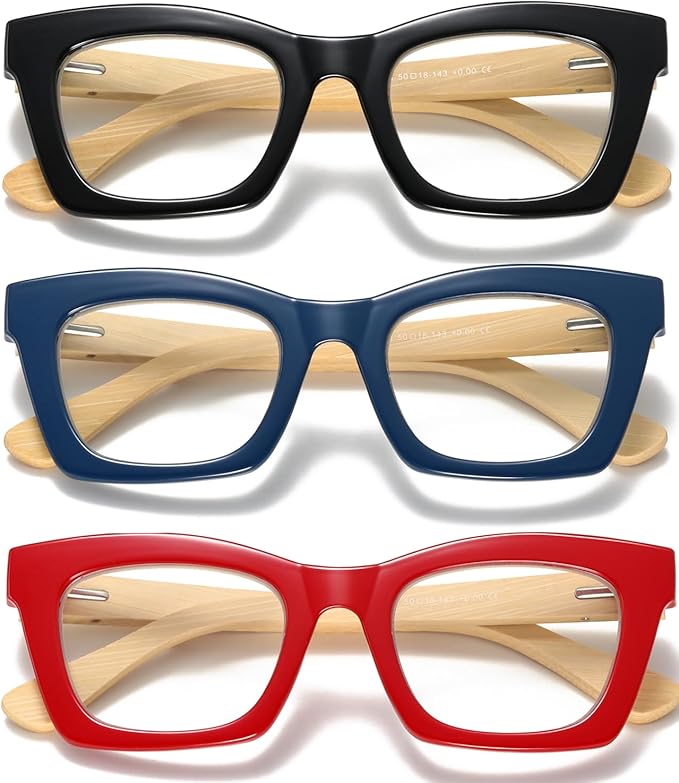 Hubeye Oprah Style Reading Glasses for Women Men Blue Light Blocking Computer Square Readers with Spring Hinge