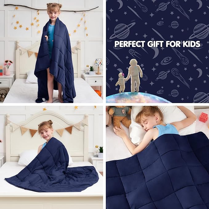 yescool Navy Weighted Blanket 7 Pounds Cooling Weighted Lap Blanket, Heavy Blanket for Sleeping, Weighted Throw Blanket Gift for 60-80lbs, 40"x60"