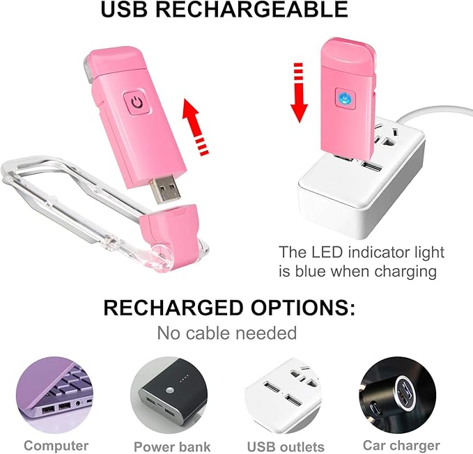 BIGLIGHT Amber Book Reading Light, LED Clip on Book Lights, Reading Lights for Books in Bed, Small Book Light for Kids, USB Rechargeable, 2 Brightness Adjustable for Eye Protection, Pink