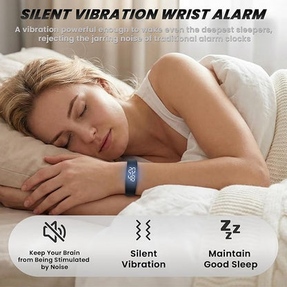 Vibrating Alarm Wristband Wrist Alarm Clock Watch Vibrating Band Vibrates Silent Bracelet Alarms for Heavy Sleepers That Won't Wake Partner Wearable Shock Devices to Wake up Bands for Deaf Sleeper