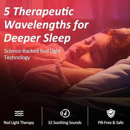 Red Light Therapy Sleep- 5 Level Red Night Light (620-690nm) for Melatonin Support, Smart APP with Sleep Sounds for Deep Relaxation, Bedroom Sleep Light for Adults Kids