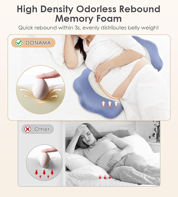 Pregnancy Pillows for Sleeping, Memory Foam Maternity Pillow Support for Back Belly HIPS, Adjustable Travel Wedge Pillow for Pregnant Women, Side Sleeping Pregnant Pillows with Velvet Cover