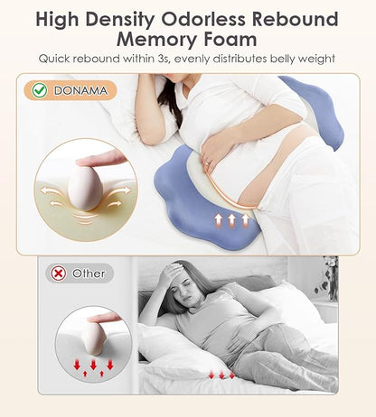 Pregnancy Pillows for Sleeping, Memory Foam Maternity Pillow Support for Back Belly HIPS, Adjustable Travel Wedge Pillow for Pregnant Women, Side Sleeping Pregnant Pillows with Velvet Cover