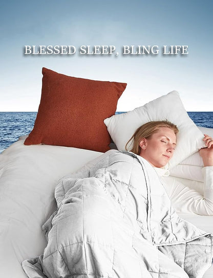 BB BLINBLIN Cooling Weighted Blanket Heavy Blanket,Premium Soft and Comfortable Material and Glass Beads (Light Grey, 80''x87'' 25lbs), Two Persons(110~190lb) Sharing Use on Queen/King Bed