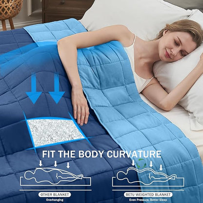 Blue Weighted Blanket for Adults 12lbs, 48"x72", Twin Full Size Cooling Heavy Throw Blanket for 110-130lbs, Microfiber Soft Thick Big Blankets Weighted Comforter Gift for Sleeping