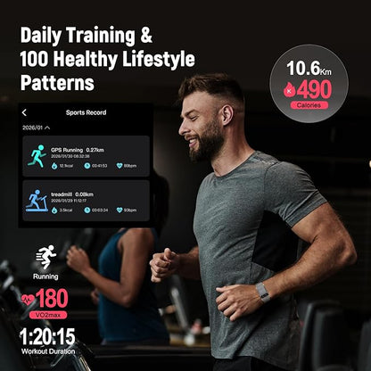Fitness Trackers Smart Wristband With Hidden Screen(Wrist-Raise Screen Activation)Activity & Sleep Tracker with Heart Rate/HRV/Blood Oxygen, Vibration Alerts, Free APP (Silver, Universal Size)