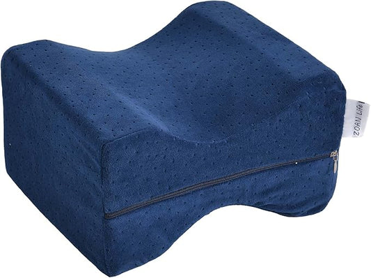 ZOAN Knee Pillow for Side Sleepers, Memory Foam Leg Pillow for Side Sleeping, Knee Pillow for Hp Pain Relief-Sciatica Pain Relief Blue