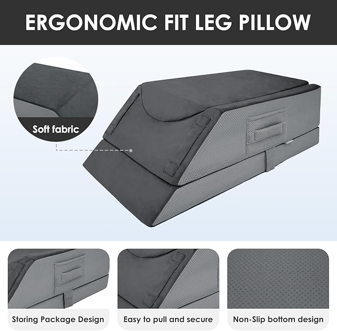Leg Elevation Pillows for After Surgery,4-Height Adiustable Leg Elevating Pillow,Knee Surgery Recovery Equipment,Knee Pillow,Leg Pillow,Washable/Removable Cover(29"x16.5"x9.5")