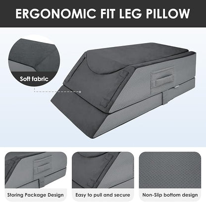 Leg Elevation Pillows for After Surgery,4-Height Adiustable Leg Elevating Pillow,Knee Surgery Recovery Equipment,Knee Pillow,Leg Pillow,Washable/Removable Cover(29"x16.5"x9.5")