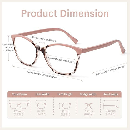 Madison Avenue TR90 Blue Light Blocking Glasses Anti Eyestrain UV Glare Blue Light Glasses for Women TV Phone Computer Gaming Eyeglasses (Pink Tortoiseshell)
