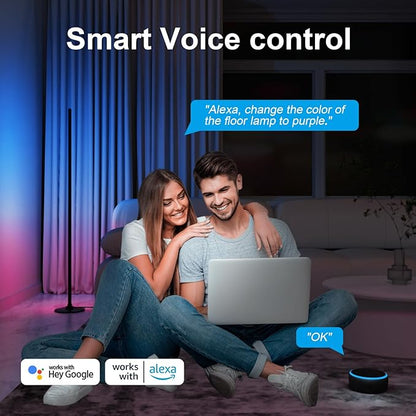 Corner Floor Lamp 2-Pack with Alexa, Smart Modern Floor Lamp with Music Sync 16 Million Colors & 68+ Scene with APP and Remote Control, for Bedroom Living Room