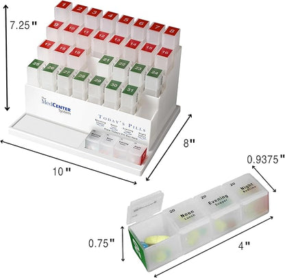 Medcenter Monthly Pill Box Organizer HSA/FSA, 4 Times a Day, Large 31 Daily Pill Cases with Compartments for Vitamins, Supplements, Medication, 31 Day Pill Organizer