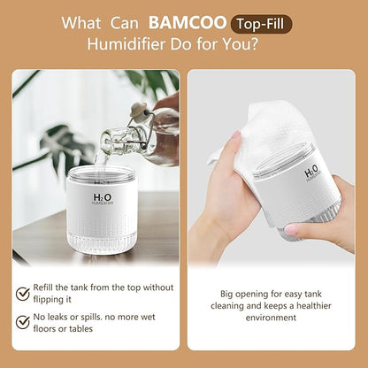 Portable Mini Humidifier, Auto Shut-Off, 2 Mist Modes, Quite, Small Humidifiers for Bedroom Travel Office Desk Plants(White)