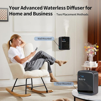 Smart Scent Air Machine for Home,1500 Sq. Ft Coverage Waterless Essential Oil Diffuser with Cold Air Diffuser with App Control,Hotel,Spa, Office Collection Diffuser, Waterless Whole House (Black)