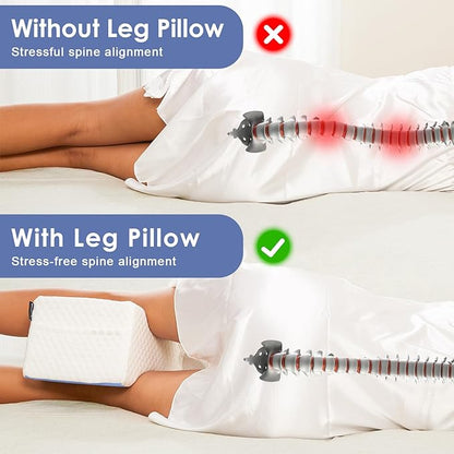 Leg Pillow for Side Sleeping, Knee Pillow for Side Sleepers,Knee Pillow, Sciatica Pain Relief, Smooth Spine Pillow for Sciatica, Back, Hip Pain Relief (Blue)-1PCS