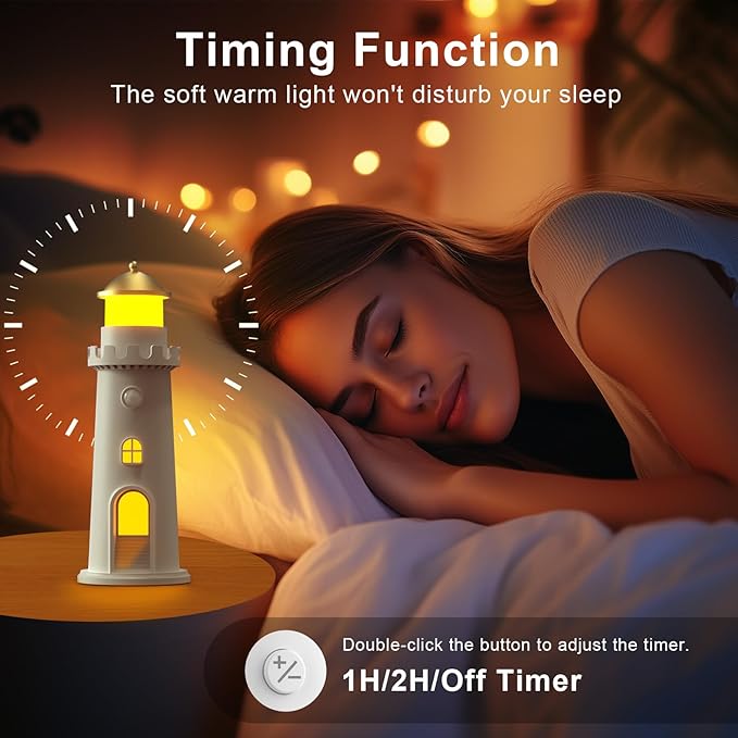 easuntec Moon Projection Night Light Motion Sensor, Rechargeable Dimmable Timer, Moon Lamp Auto On/Off for Bedroom, Nursery, Kids, Adults, Moon Lighthouse Gifts for Girls Boys (Warm White)