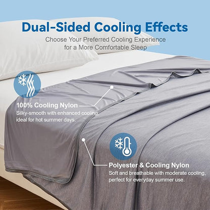 Ailemei Direct Cooling Throw Blanket for Couch, Double-Sided Summer Cooling Blankets for Hot Sleepers, Lightweight Ice Cool Blanket to Relieve Hot Flashes, Breathable Bed Cold Blankets for Sleeping