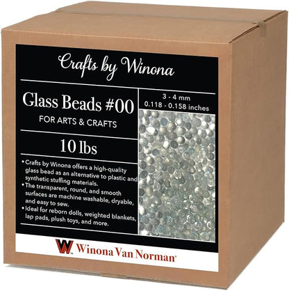 Crafts by Winona Premium Glass Bead Weighted Filler - 3-4mm (Size #00) Coarse Microbeads for Weighted Blankets, Knitted Crafts, Resin Art & Home Decor - Washable & High Density (10 lb.)