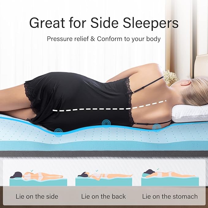Maxzzz King Mattress Topper,4 Inch Ventilated Design Memory Foam Queen Mattress Topper,Cooling Gel Infused Swirl Foam Pad for Pressure Relief Back Pain, CertiPUR-US Certified