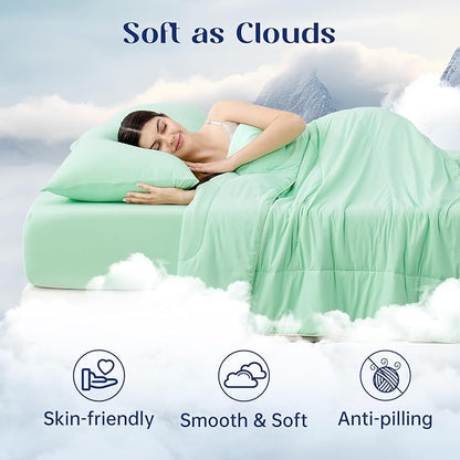 Dream Valley Outlast® Twin Cooling Comforter, NASA-Grade Instant Cooling Blanket for Hot Sleepers, Luxurious Comforter for All Season, Mint Macaron, 60"x80"
