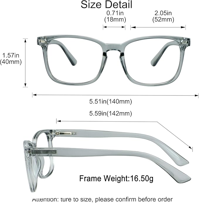 YEIN Progressive Multifocus Reading Glasses, Spring Hinge Blue Light Blocking Glasses for Women Men, No Line Multifocal Readers with Clear Lenses (+0.00/+1.50 magnification)