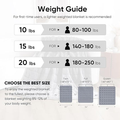 Sherpa Weighted Blanket for Adults, 15 lbs Furry Bed Blanket for Deep Sleep, Super Plush Blanket with Soft Weighted Blanket 48 x 72 inches, Grey