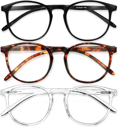 IBOANN Chic & Comfy Blue Light Glasses for Women - 3-Pack Round Frames, Screen-Ready Style with UV Protection Coating