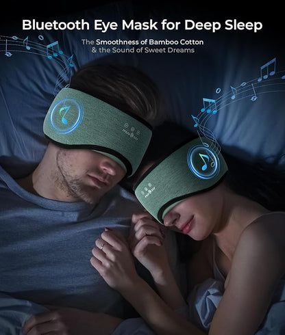 MUSICOZY Sleep Headphones Bluetooth 5.4, Bamboo Cotton Full Coverage Headphones Headband for Side Sleepers, Wireless Earphones with Speaker Sleep Music Earbuds for Men Women (Dark Green)