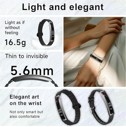Efolen Smart Bracelet for Women,Ultralight Fitness Tracker Smart Wristband with Heart Rate/Blood Oxygen/Sleep Monitor/Pedometer,Slim Smartwatch for Android iPhone,Activity Tracker,2 Band,Black