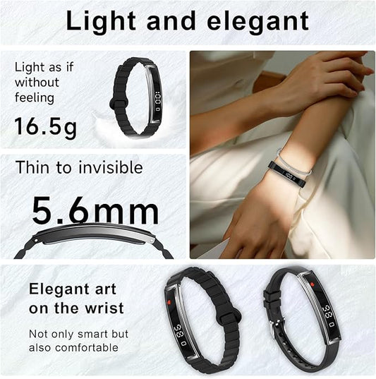 Efolen Smart Bracelet for Women,Ultralight Fitness Tracker Smart Wristband with Heart Rate/Blood Oxygen/Sleep Monitor/Pedometer,Slim Smartwatch for Android iPhone,Activity Tracker,2 Band,Black
