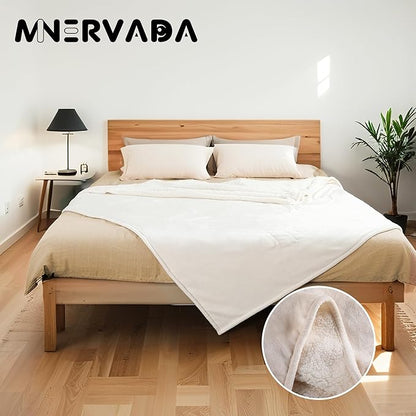 Heated Blanket Electric Blanket King Size 90''x100'' with 10 Heating Levels, 1-12 Hour Auto Shut Off, Machine Washable, Dual Controller Soft Warming Blanket for Couch, Bed, Office - White