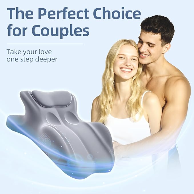 27 Degree Couples Pillow with Memory Foam, Adjustable Multi-Position & Back Support, Anti-Slip Waterproof Cover with Replaceable Design for All Postures (Gray)