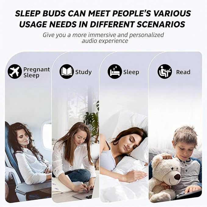 Mini Invisible Earbuds Wireless Bluetooth, Small Earbuds for Small Ears Canals, Tiny Discreet Sleep Headphones for Side Sleepers, Comfortable Noise Canceling Earphones for Work Gym, Black