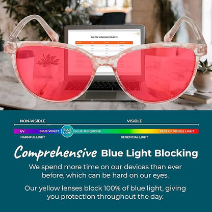 100% Blue Light Blocking Glasses - Better Sleep Anti Eye Strain Protection - Computer Gaming Women Men