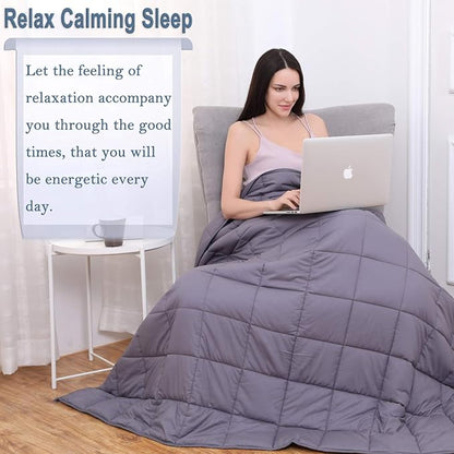 KPBLIS Weighted Blanket 15 lbs 48" x 72" for 130-170 lbs, 7 Layers Heavy Blanket with Cooling Breathable Cotton and Glass Beads, Dark Gray