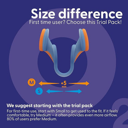 Air Max Nasal Dilators Trial Pack - Anti Snoring Devices - 76% More Airflow for Better Breathing & Against Nasal Congestion - Guaranteed Fit (1x Small & 1x Medium) - Reusable