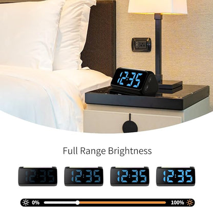 Netzu Alarm Clocks for Bedrooms Heavy Sleepers, Vibrating Alarm Clock with Bed Shaker, Night Light, RGB Display, Dimmer, Snooze for Hearing Impaired People (Black)