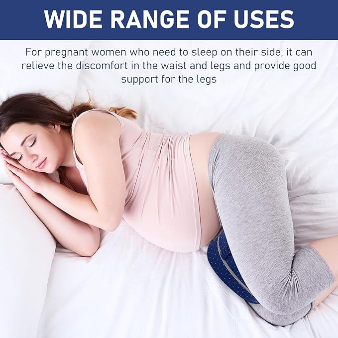 Alignment Pillows for Side Sleepers,Hip Alignment Pillow, Memory Foam Leg & Knee Pillow,Foam Support Pillow Soothing Relief for HIPS, Knees, Joints, Nerves & Muscles,Adjustable Strap (Grid Blue)
