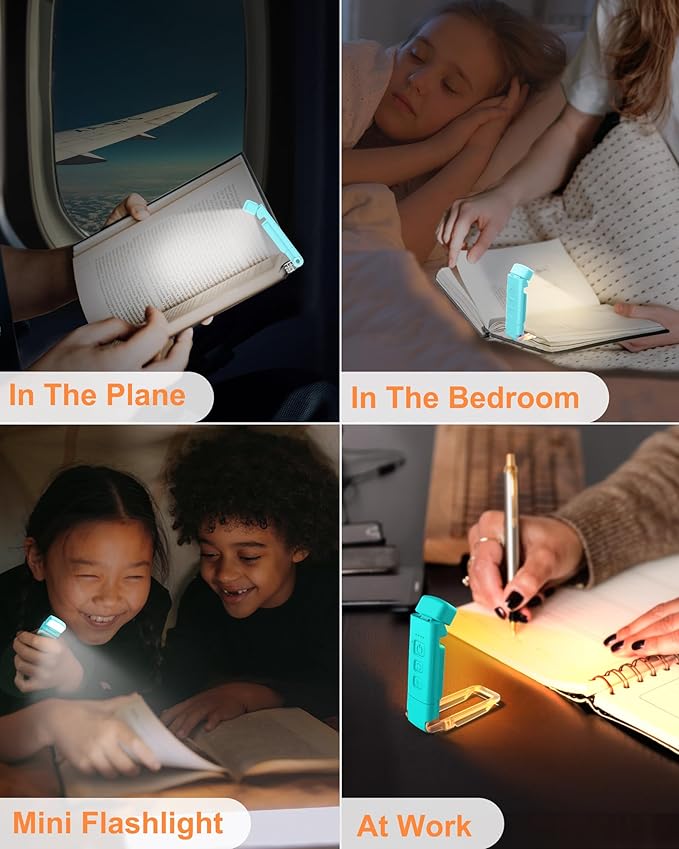 2-Pack Reading Light with 6 Bookmark, Rechargeable Book Light for Reading at Night in Bed, with 3 Colors &5 Brightness Adjustable Eye Care, 30/60-min Timer for Kids Night Book Reading Lovers