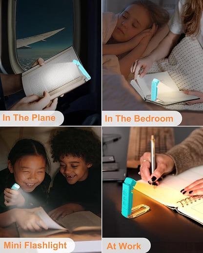 2-Pack Reading Light with 6 Bookmark, Rechargeable Book Light for Reading at Night in Bed, with 3 Colors &5 Brightness Adjustable Eye Care, 30/60-min Timer for Kids Night Book Reading Lovers