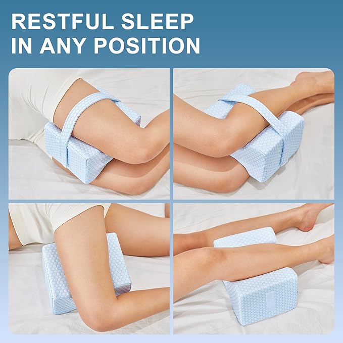 Knee Pillow for Side Sleepers-Memory Foam Leg Pillow for Between Legs-Sciatica,Hip&Back Pain Relief,Spinal Alignment Leg Cushion,Arctic White